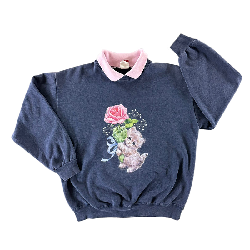 Vintage 1990s Kitty Cat Sweatshirt size Medium