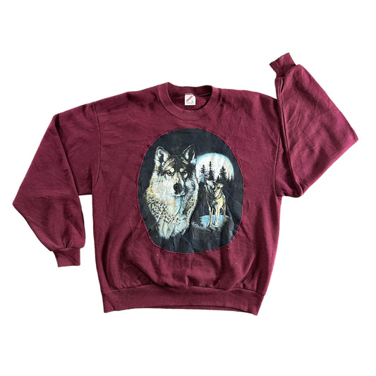 Vintage 1980s Wolf Sweatshirt size Large