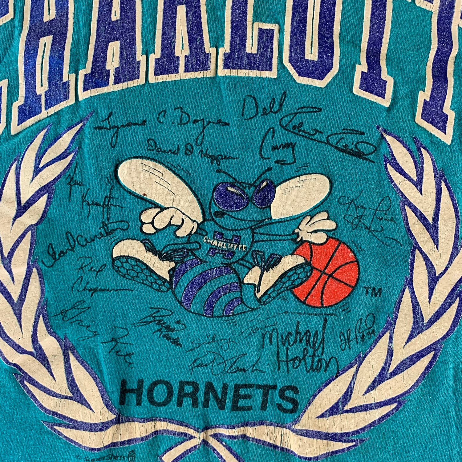 NEW Vintage Charlotte Hornets T-shirt Tee RARE Teal XL 50/50 