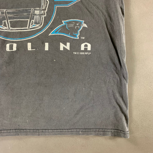 Vintage NFL Carolina Panthers 1995 Inaugural Season Schedule T Shirt Black  Lee